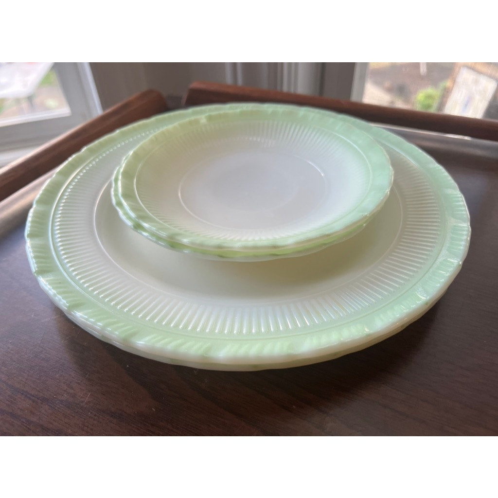 Macbeth Evans Cremax Bordette Vintage Mint Green Place settings RARE