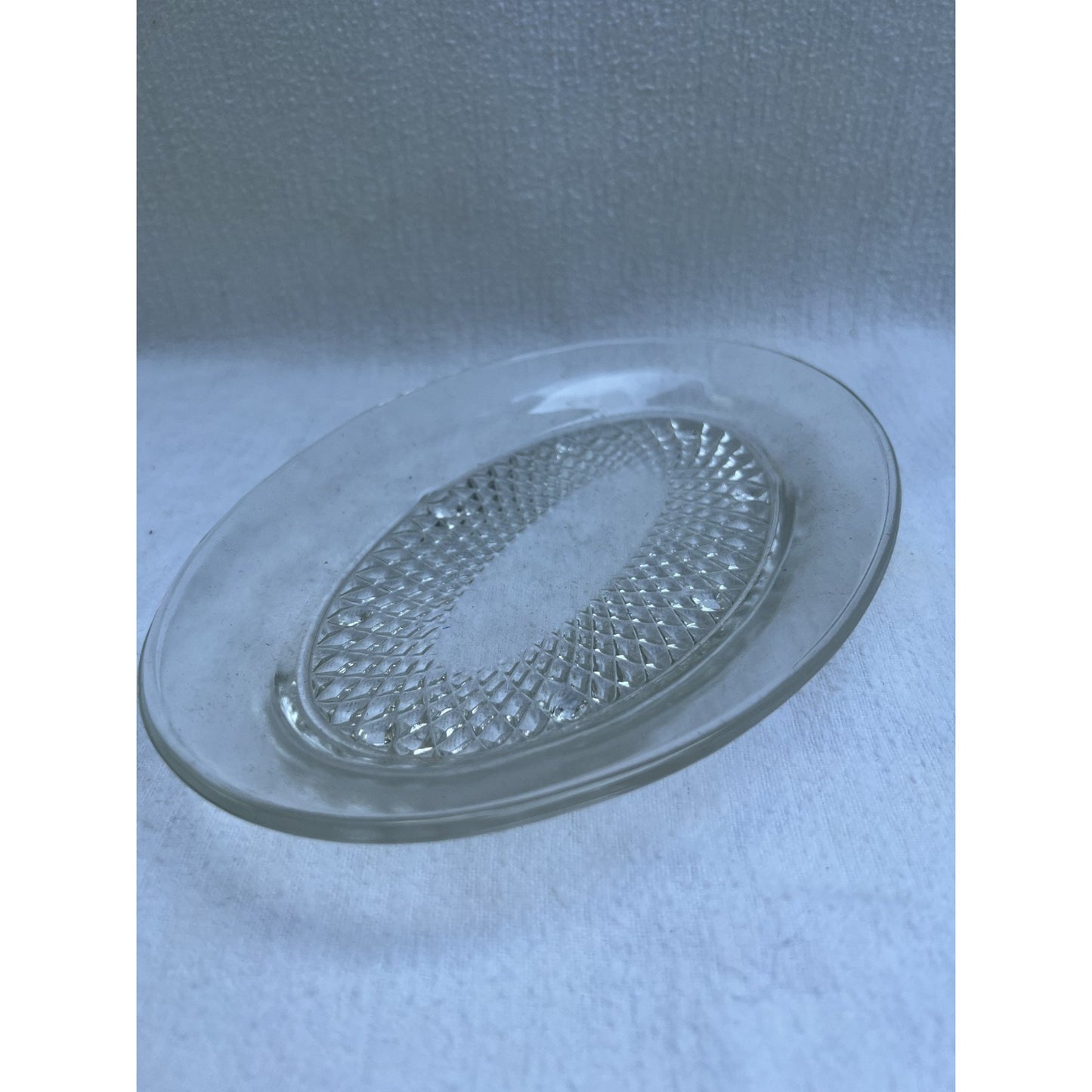 Vintage Indiana Glass Diamond Point 3 pc Sugar & Cream Tray Set w/ Original Box