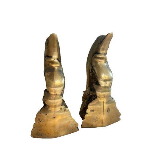 Vintage Brass Dolphin Nautical Theme Book Ends