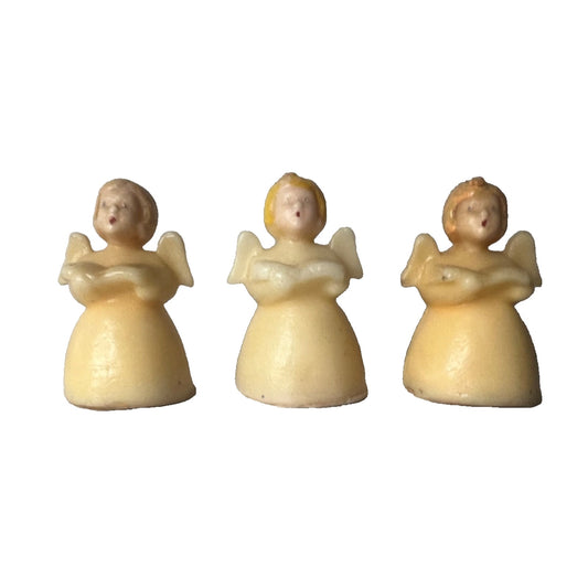 Vintage Lot Of 3 Angel Christmas Candles Tavern Gurley Unscented Choir Carolers