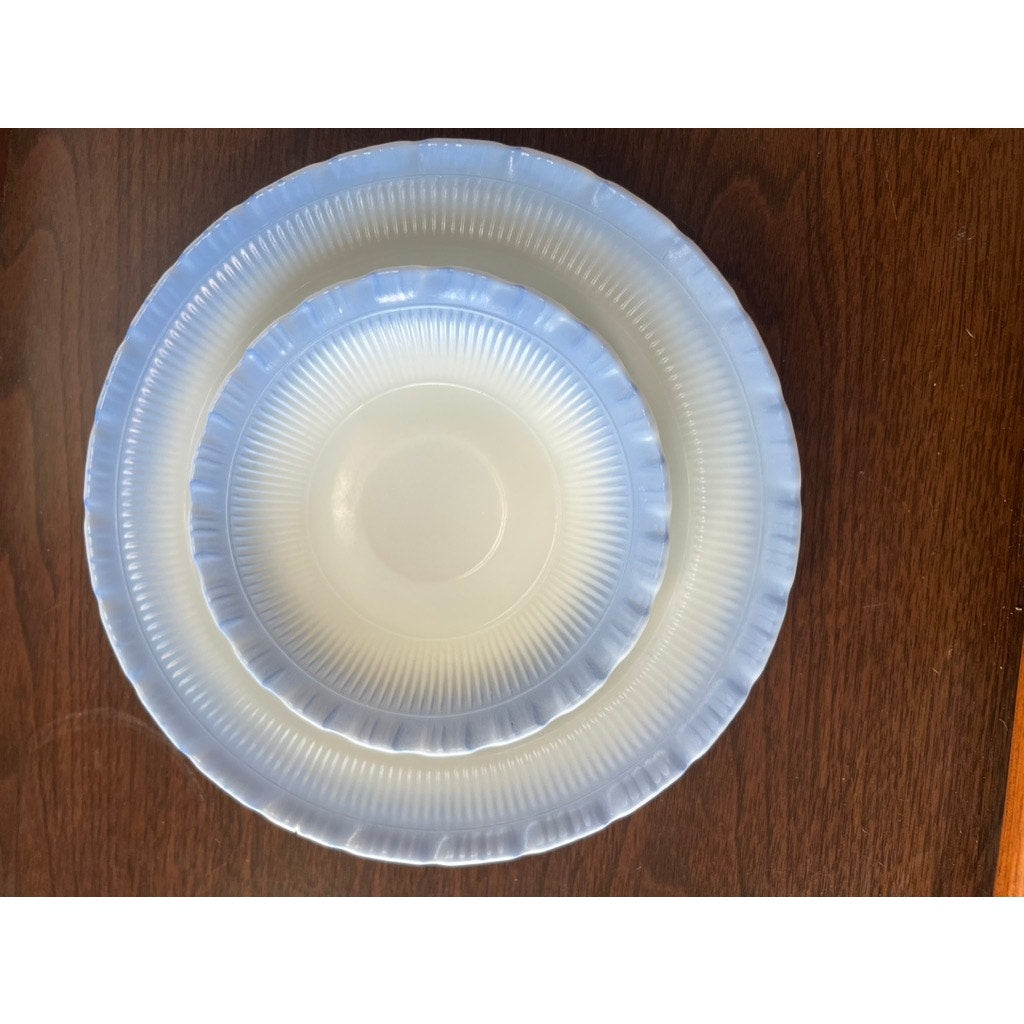 Macbeth Evans Cremax Bordette Vintage Blue Place settings RARE