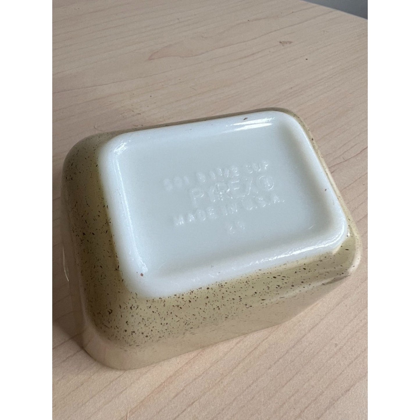 Vintage 501 B Pyrex Homestead Tan Speckle Dish Lid 1.5 Cup Refrigerator Fridgie