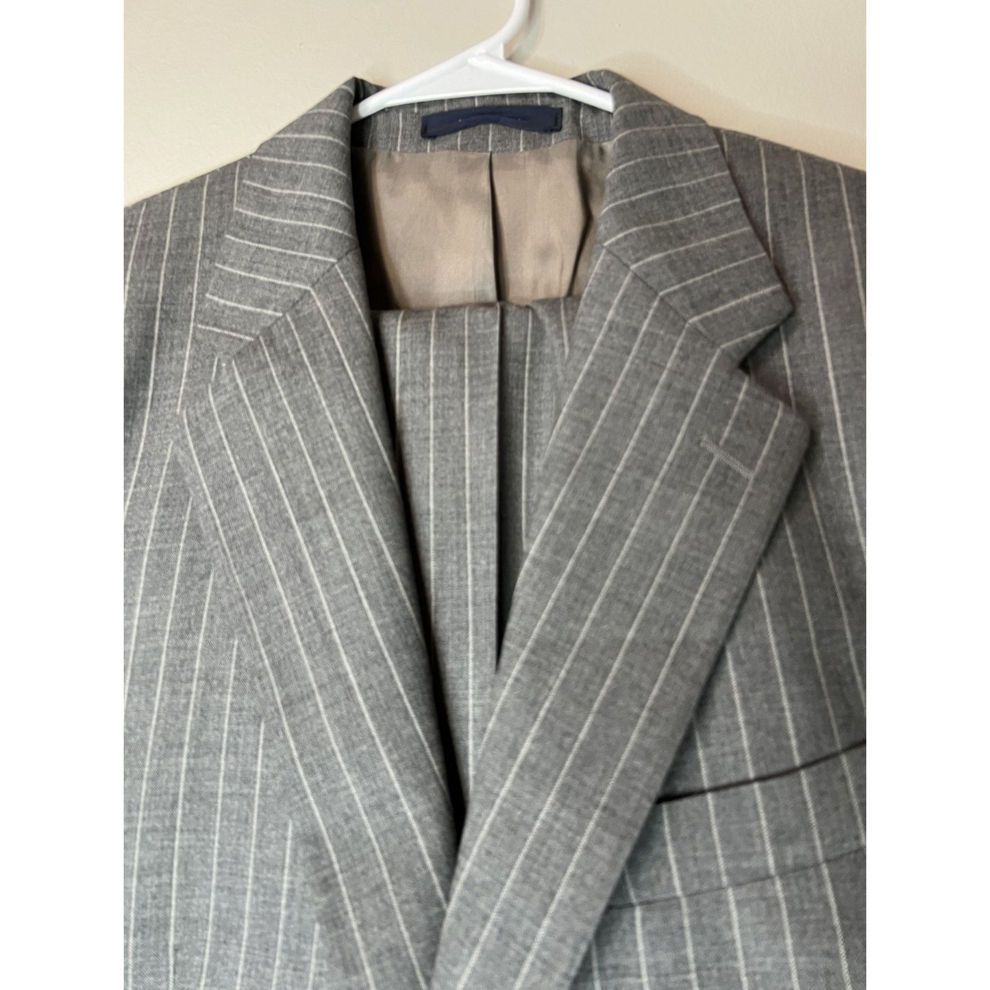 VTG 90s Chaps Ralph Lauren Wool Pinstripe Suit Men 40 T 36x34 Gray