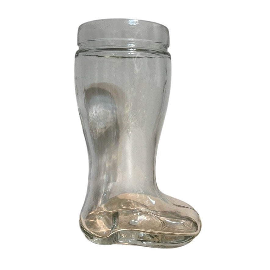 Santa Boot, Glass 9 Inch. Clear Decor Vase Planter Stein Cup Or Mug.