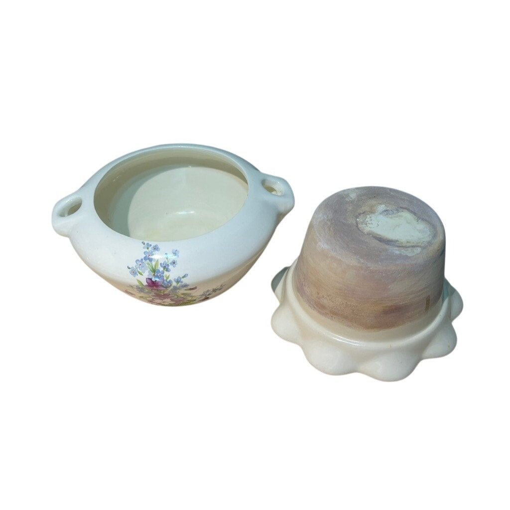 Vintage Spectrum Self Watering African Violet Pot Cream With Floral Decal