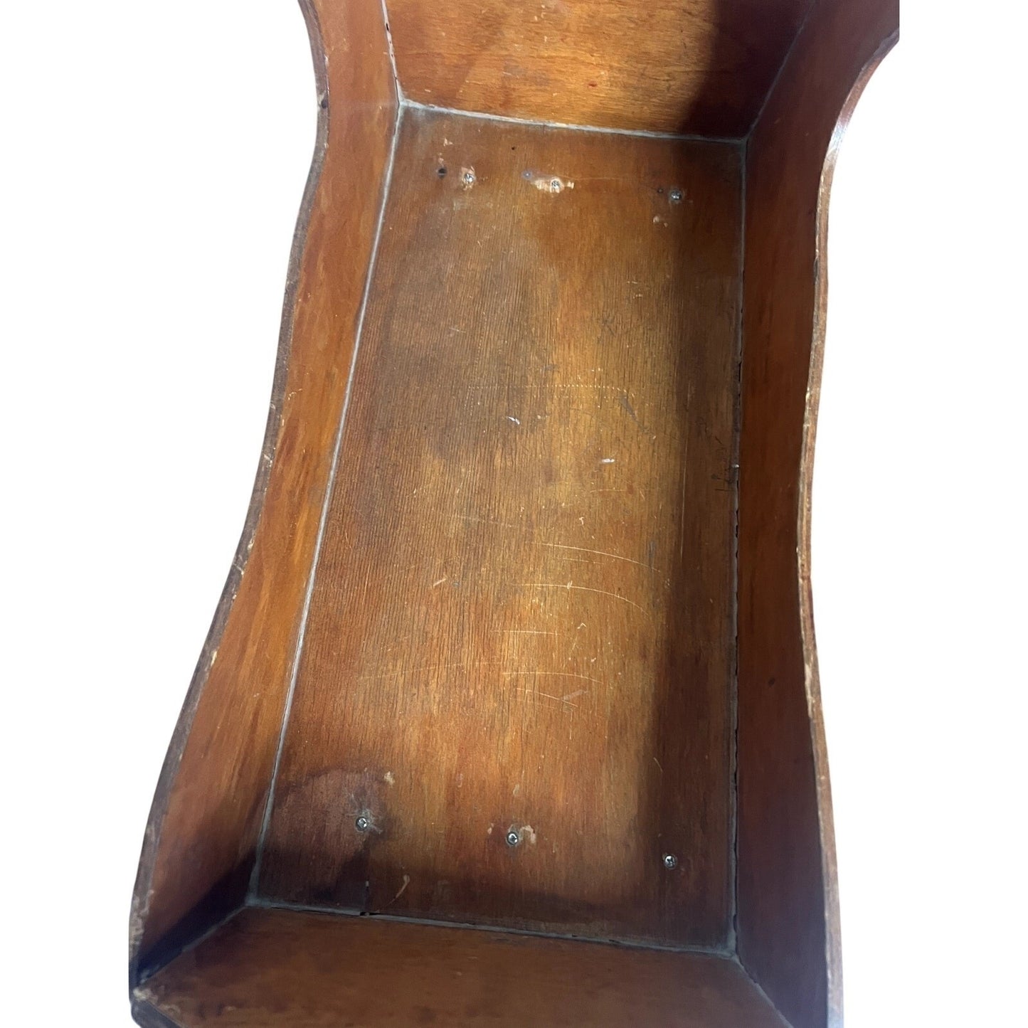 Vintage Wood Baby Cradle with Antique Fabric Mattress & Teddy Bear Decal