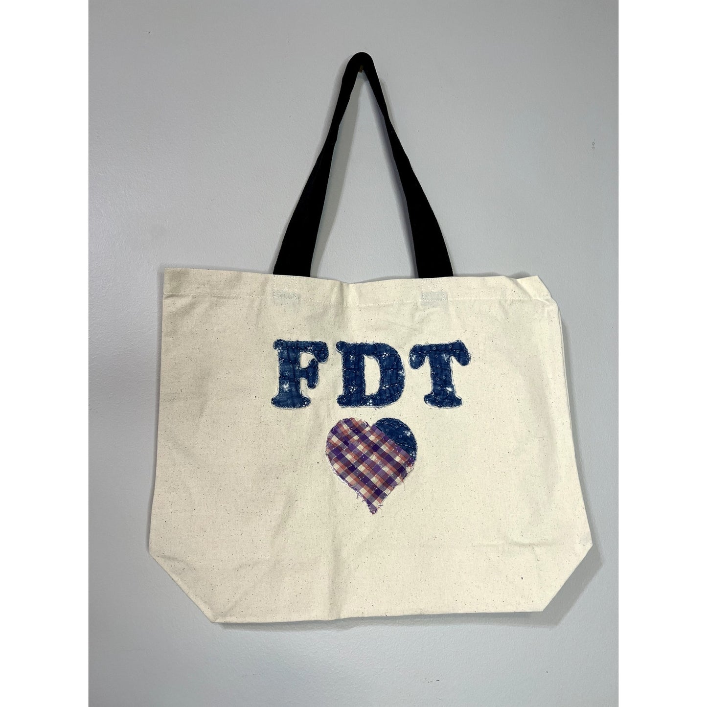 FDT Organic Cotton Vintage Indigo Quilt Applique Tote Bag