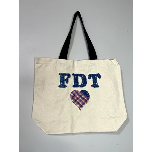 FDT Organic Cotton Vintage Indigo Quilt Applique Tote Bag