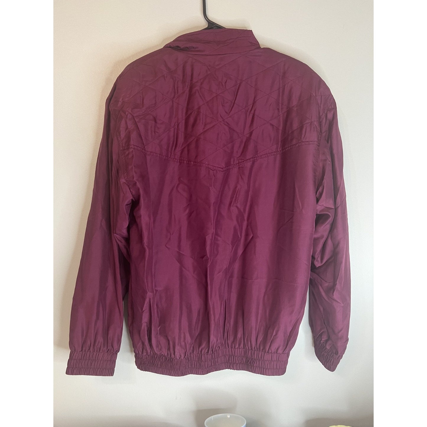 VTG 90's Oleg Cassini L Merlot Silk Lightweight Jacket Pants Track Suit Roper