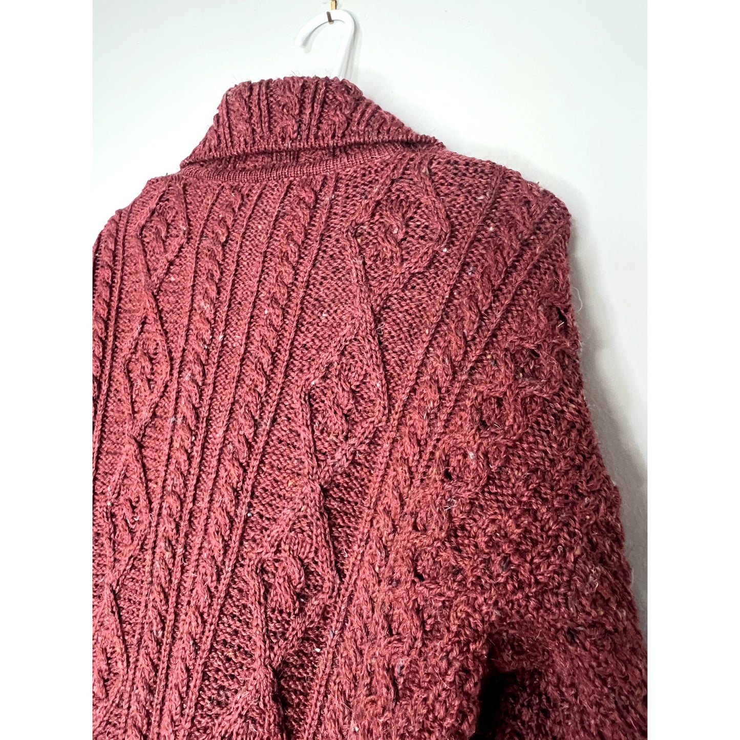 Kilronan Knitwear L Irish Cable Knit Merino Wool Cardigan Sweater Long Duster