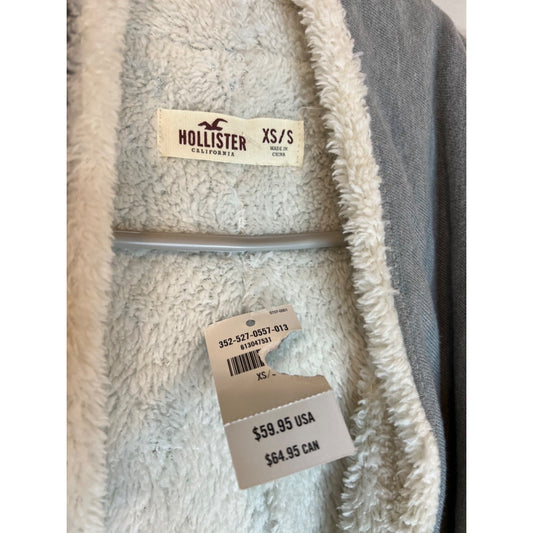 NWT Hollister Sherpa Lined Cardigan Jacket Sweater Women’s Size XS/S Light Gray
