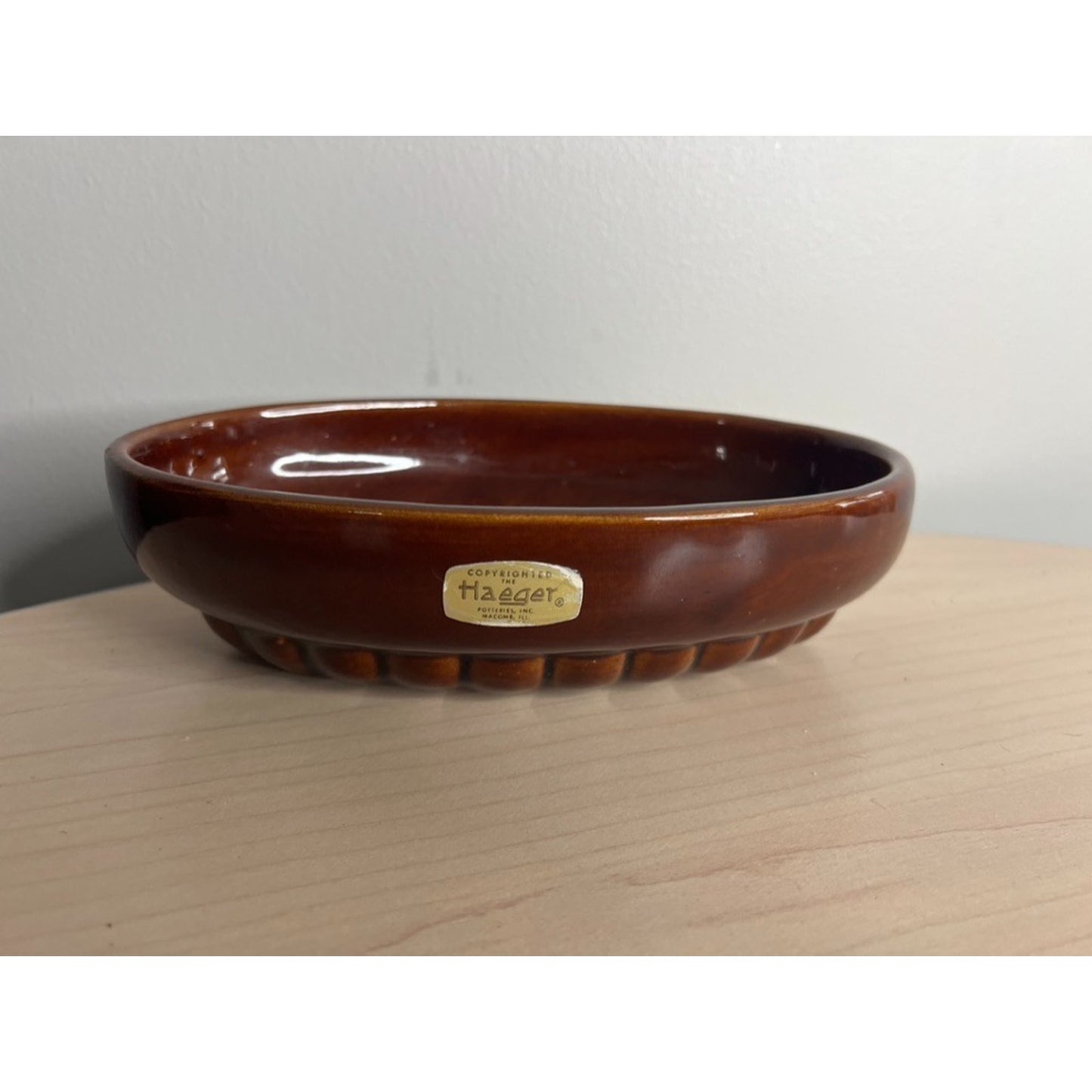 Vintage Haeger Brown Glaze Oval Planter Plants Succulent A129
