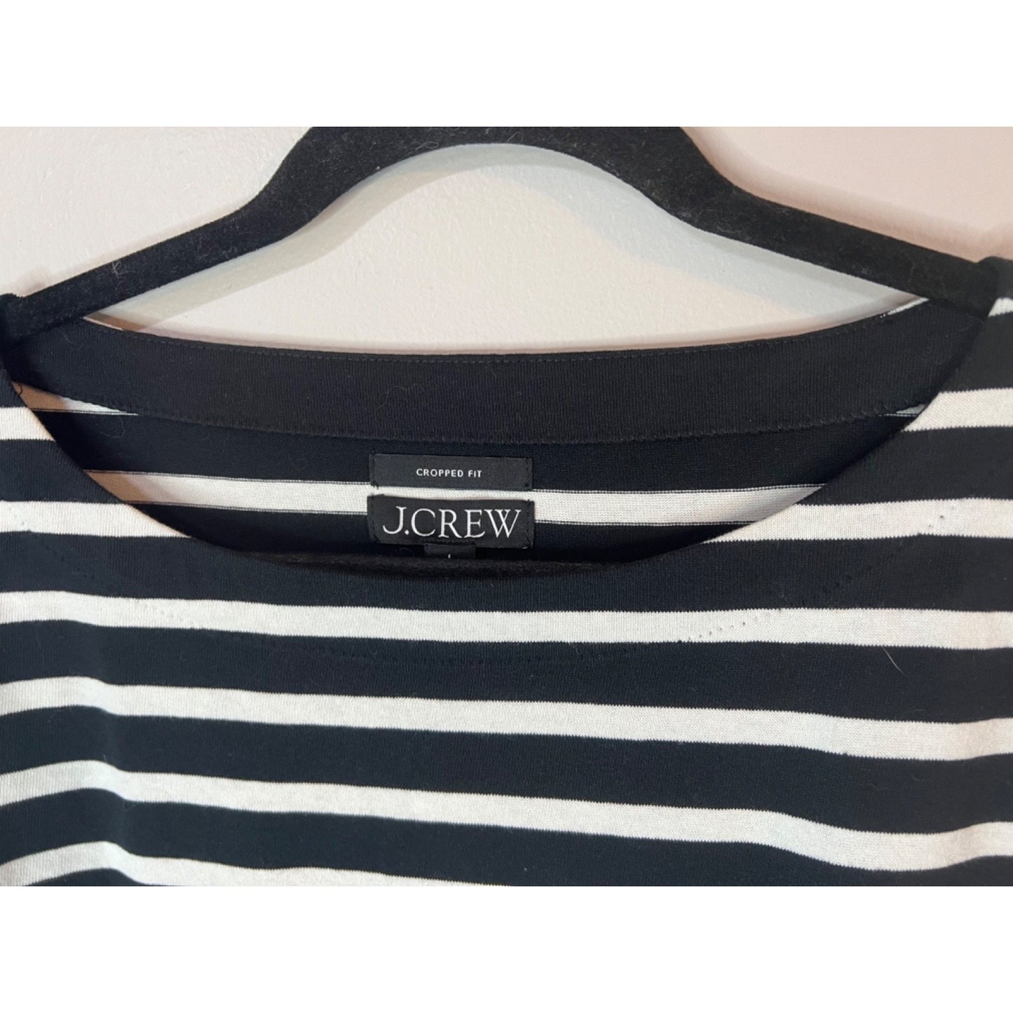 NWT J Crew Cropped blue white boat neck Cotton Long Sleeved Shirt