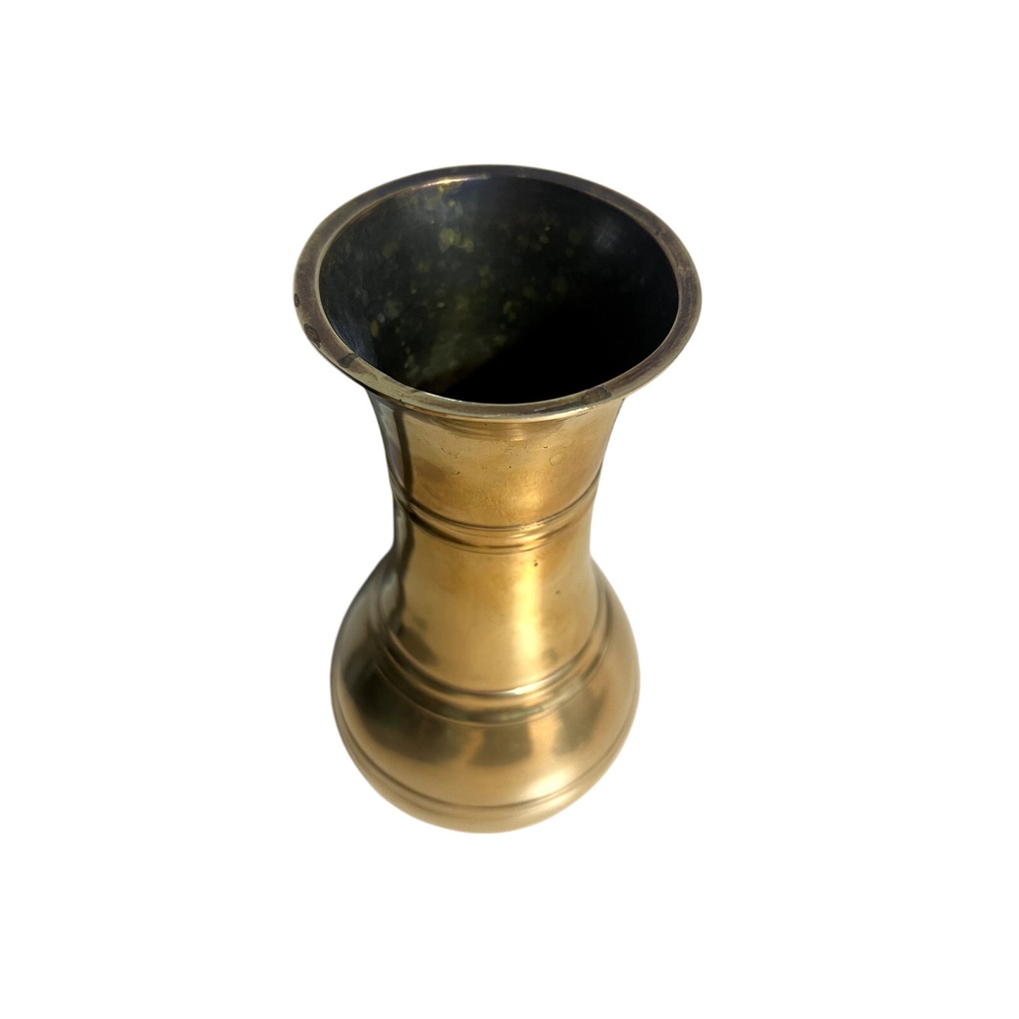 Vintage MCM Large Solid Brass Vase Made In India 9" Tall Heavy