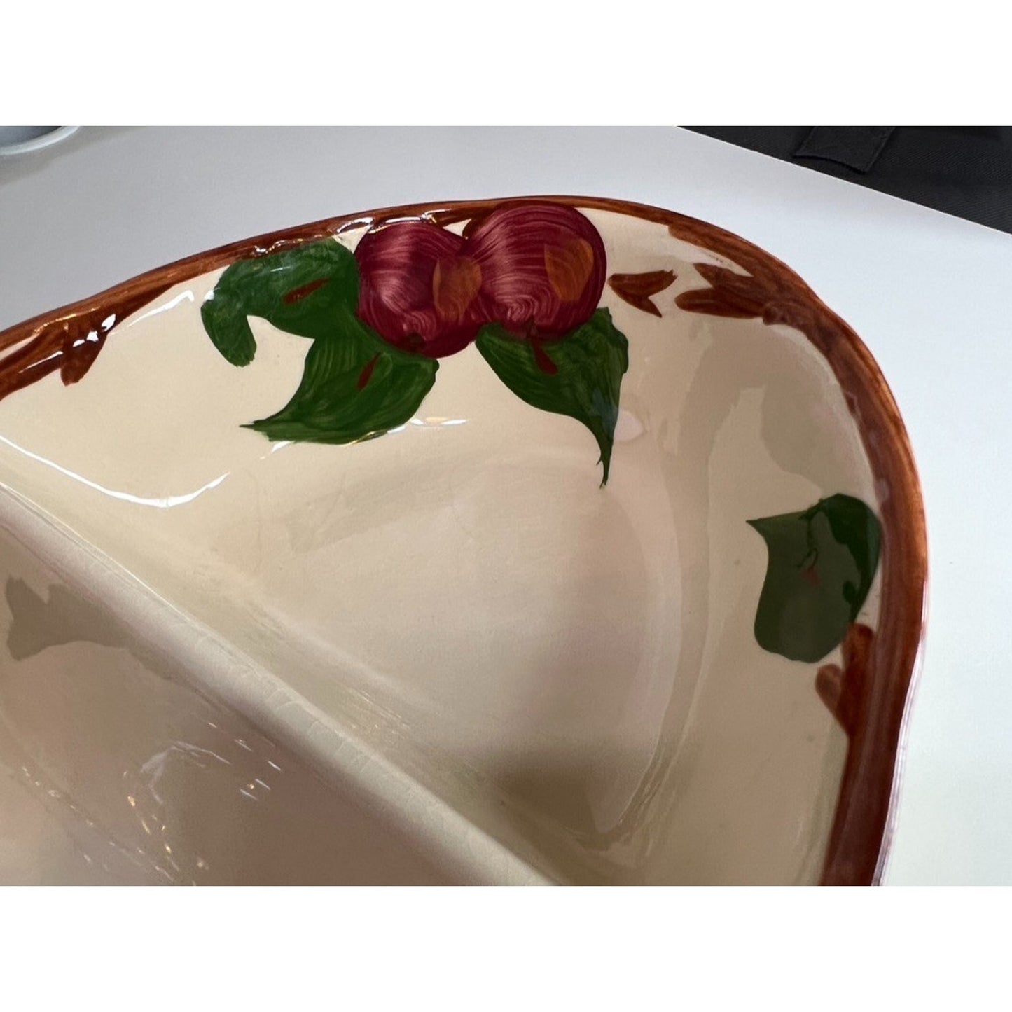 Franciscan Apple Divided Oval Serving Bowl Dish 10 3/4" Made in England