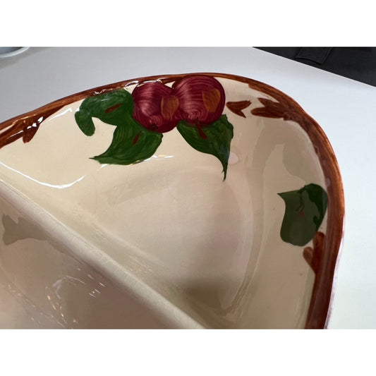 Franciscan Apple Divided Oval Serving Bowl Dish 10 3/4" Made in England