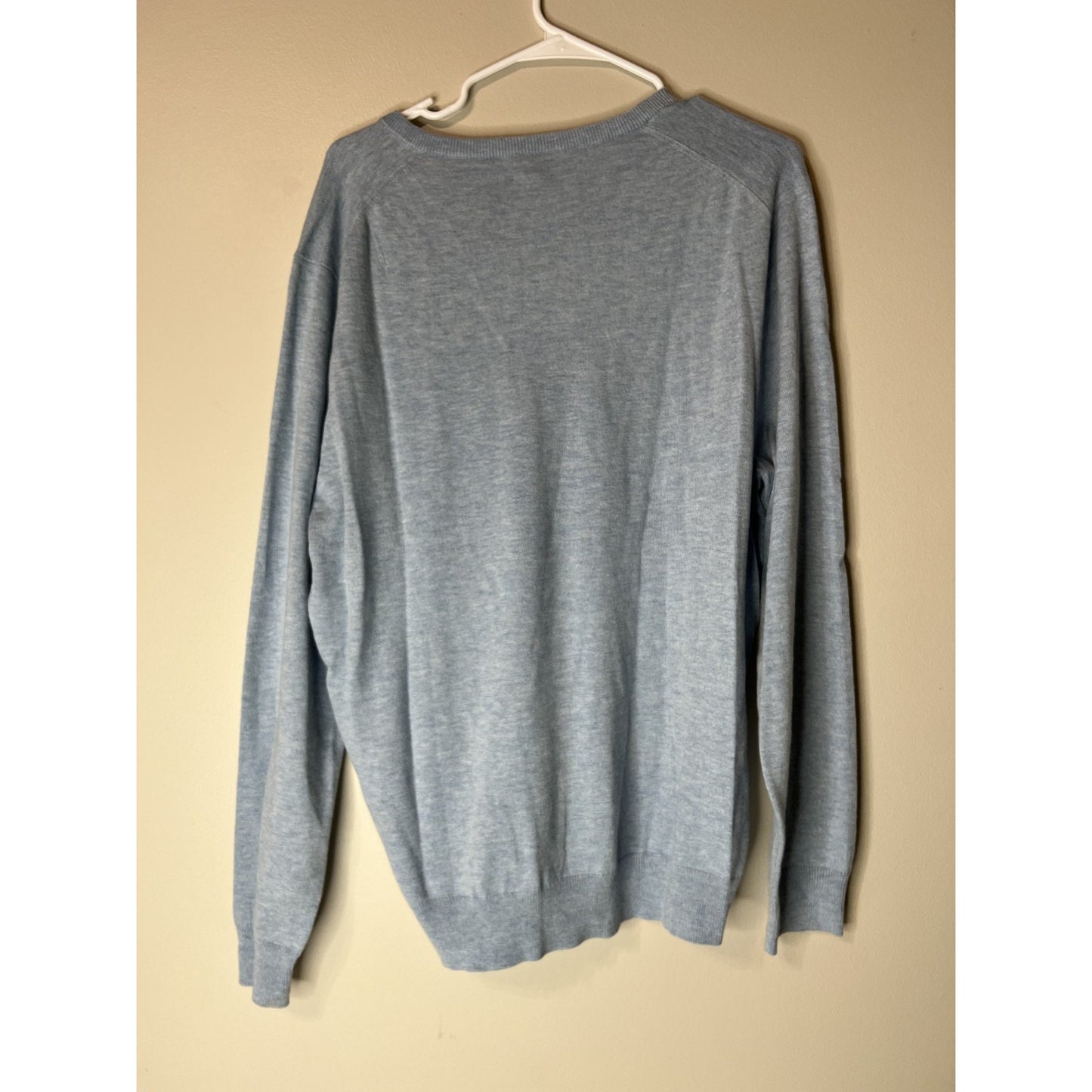J.Crew Mens V-Neck Sweater Light Blue Cotton Merino Wool Blend Size XL