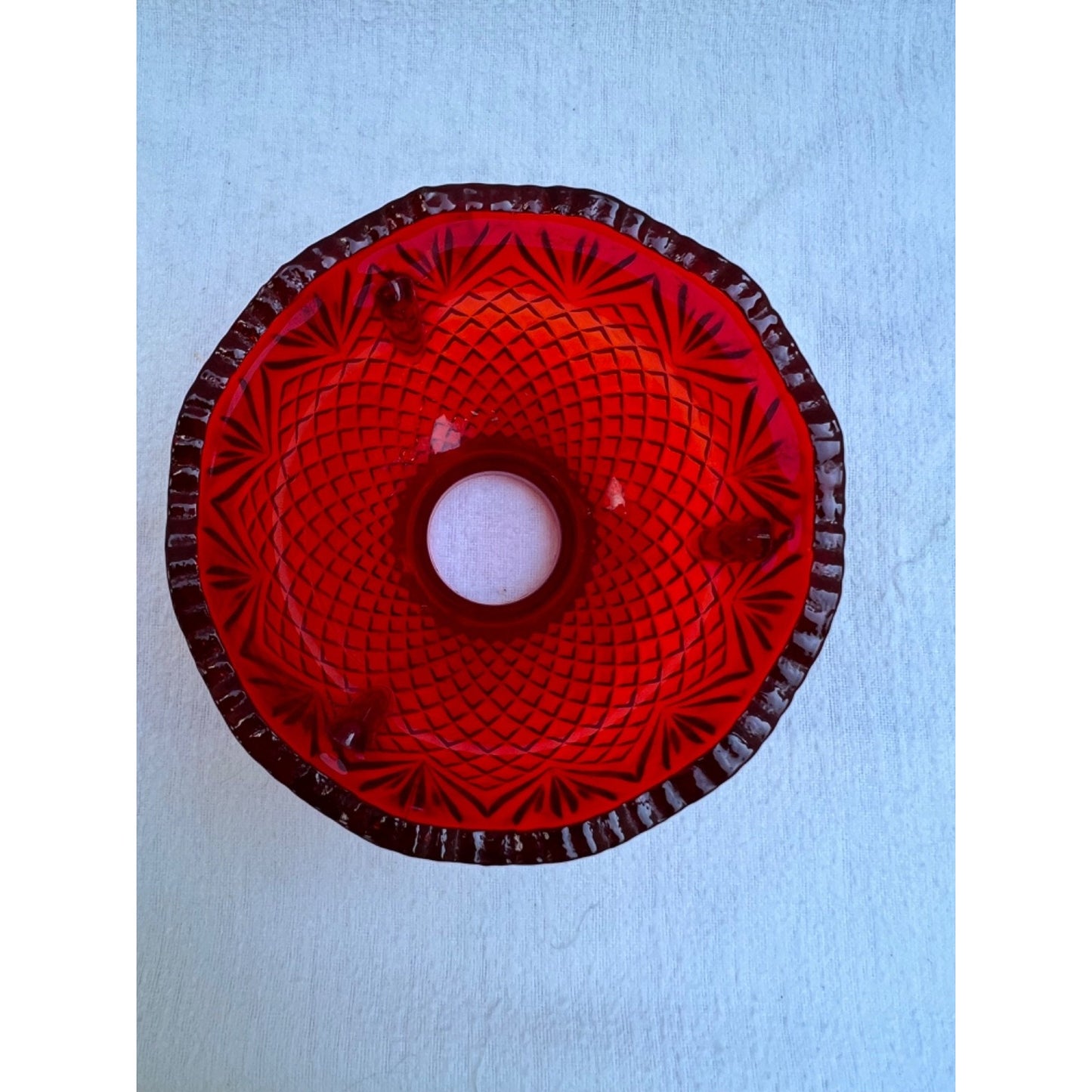Vintage L.E. Smith Glass Pineapple Fairy Lamp SHADE ONLY, Ruby Red, UV Glows