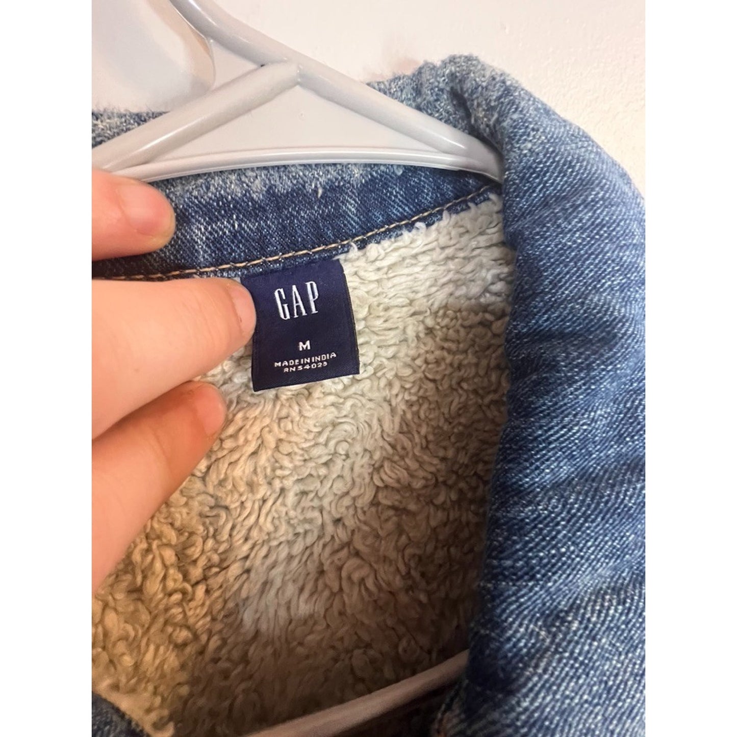 Vtg Gap Sherpa Lined Denim Trucker Jean Jacket Y2K Dopamine Chore Cozy 2008