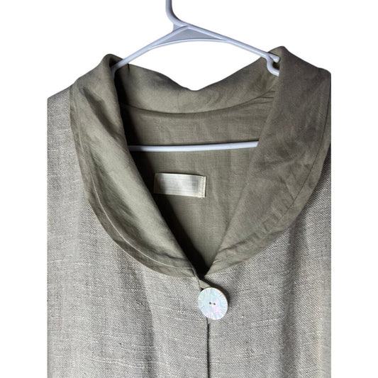 Flax Linen Langenlook Swing Coat w/ Vintage Pearl Buttons Oversized