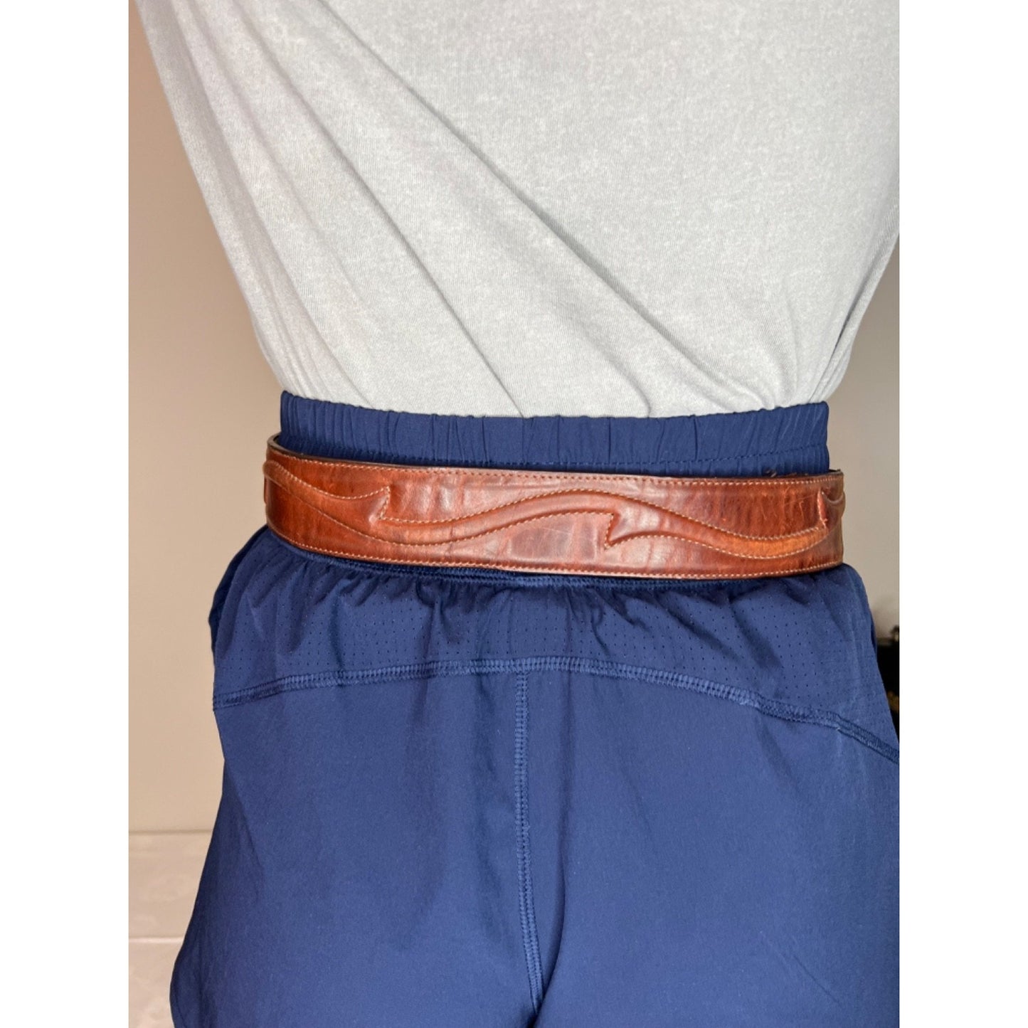 VTG 1993 Brighton Belt 49307 Brown Textured Leather Heavy Silver Buckle Sz M