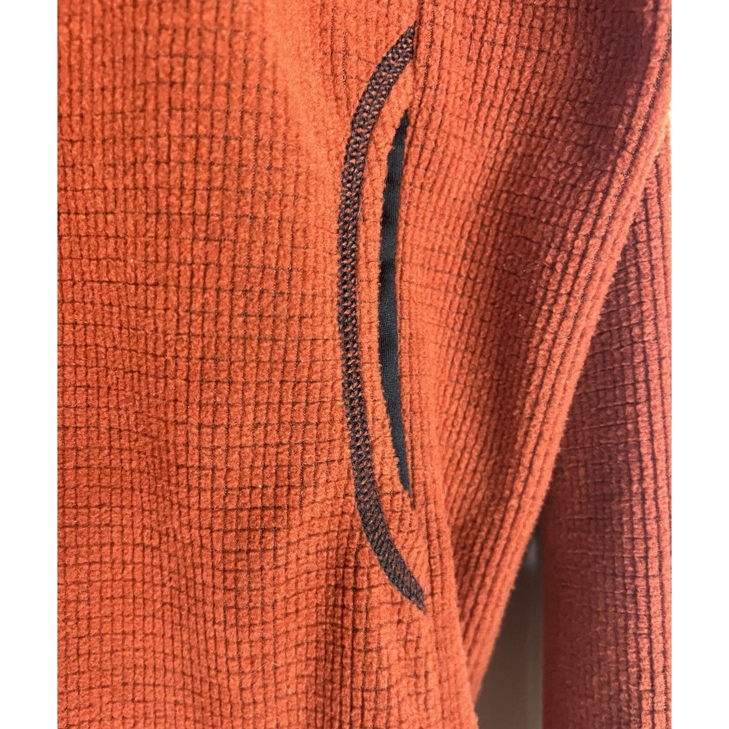Melanzana Women XL Micro Grid Hoodie Fleece Rust Orange Leadville USA