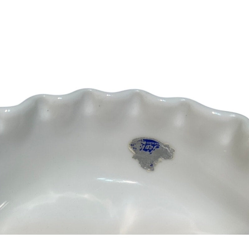 Vintage Fenton Lidded Hobnail Milk Glass Candy Dish with Sticker