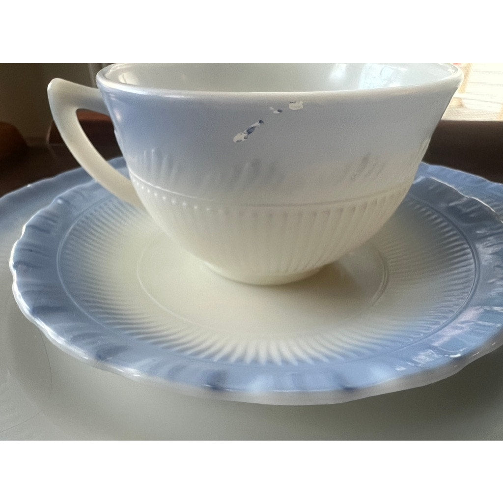 Macbeth Evans Cremax Bordette Vintage Blue Place settings RARE