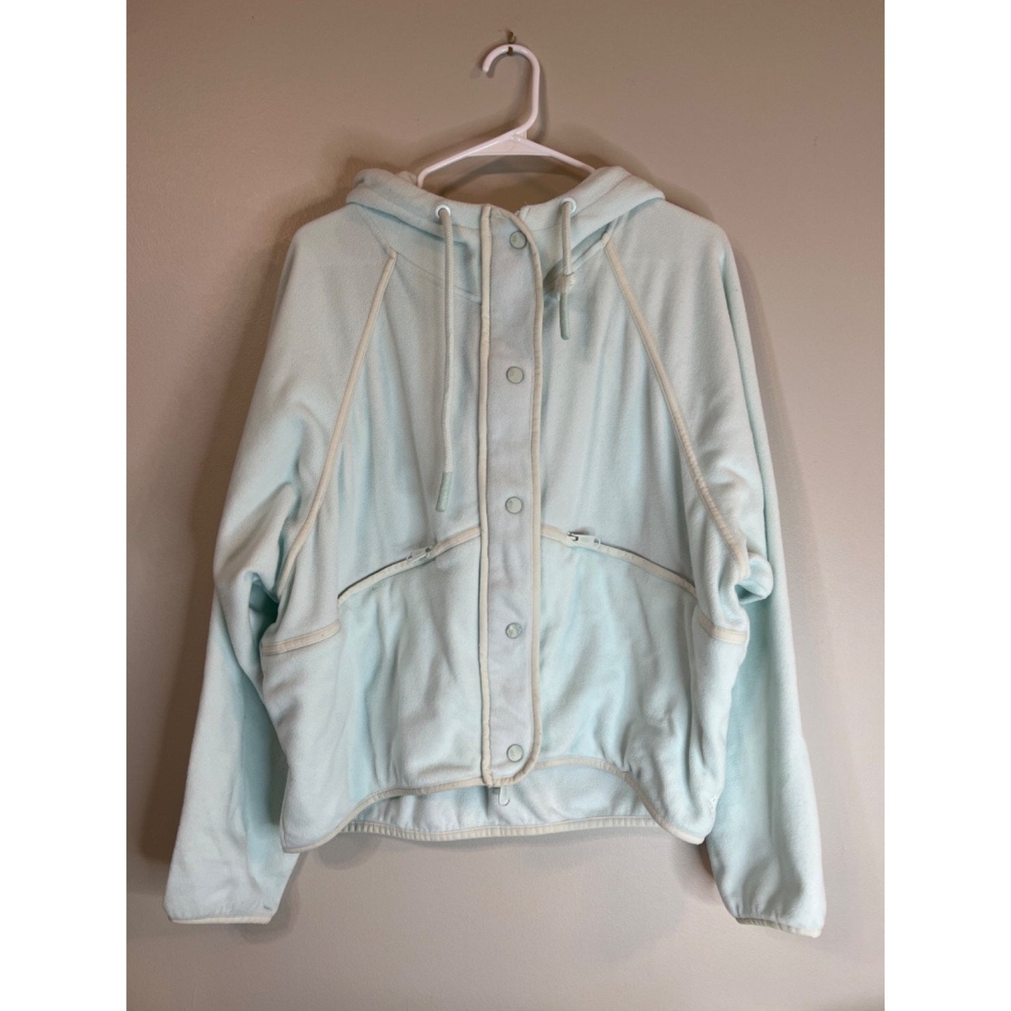 Free People Movement Dream Team Medium Aqua Blue Fleece Hoodie M
