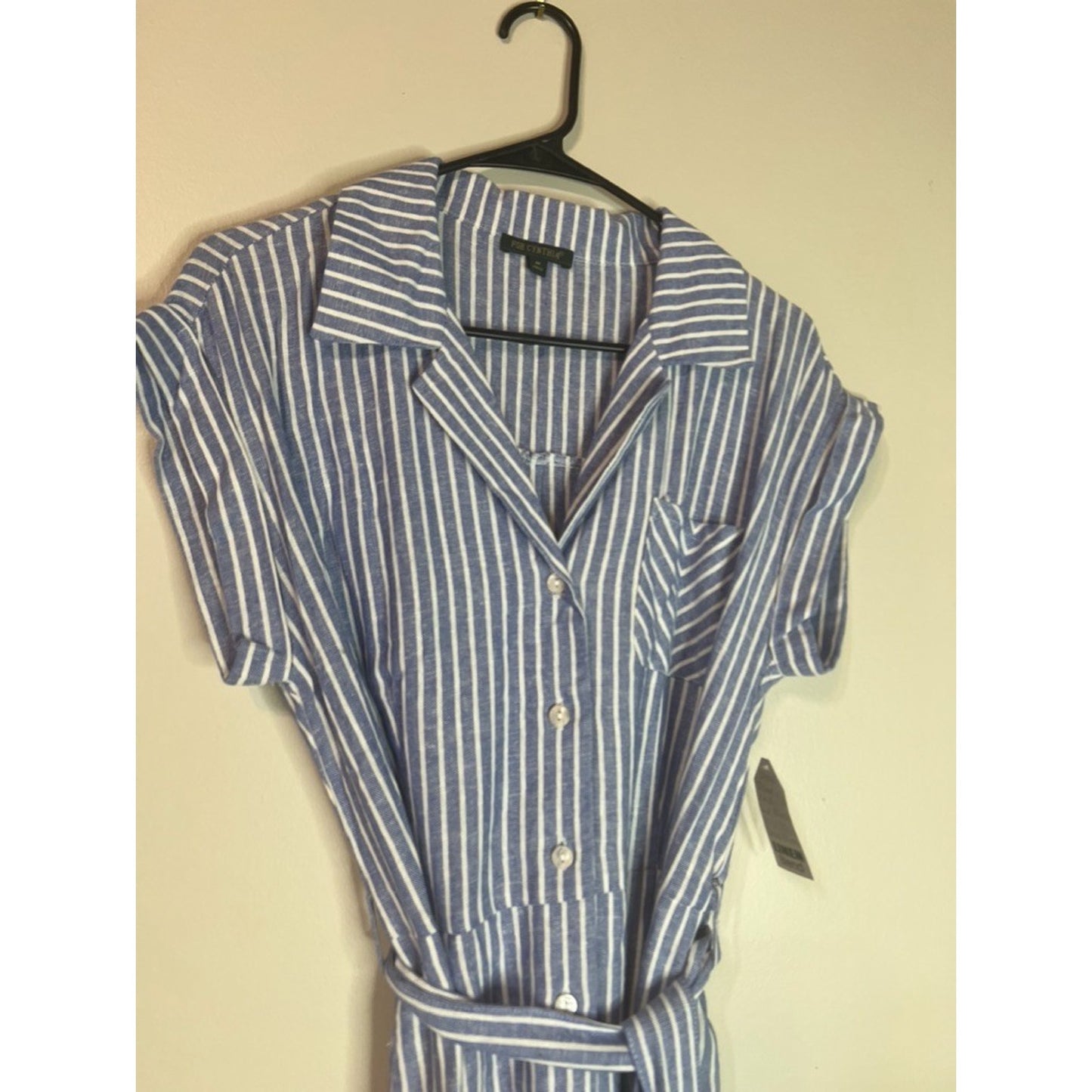 For Cynthia Linen Chambray White Dress M Lagenlook Coastal Luxury Beach Summer