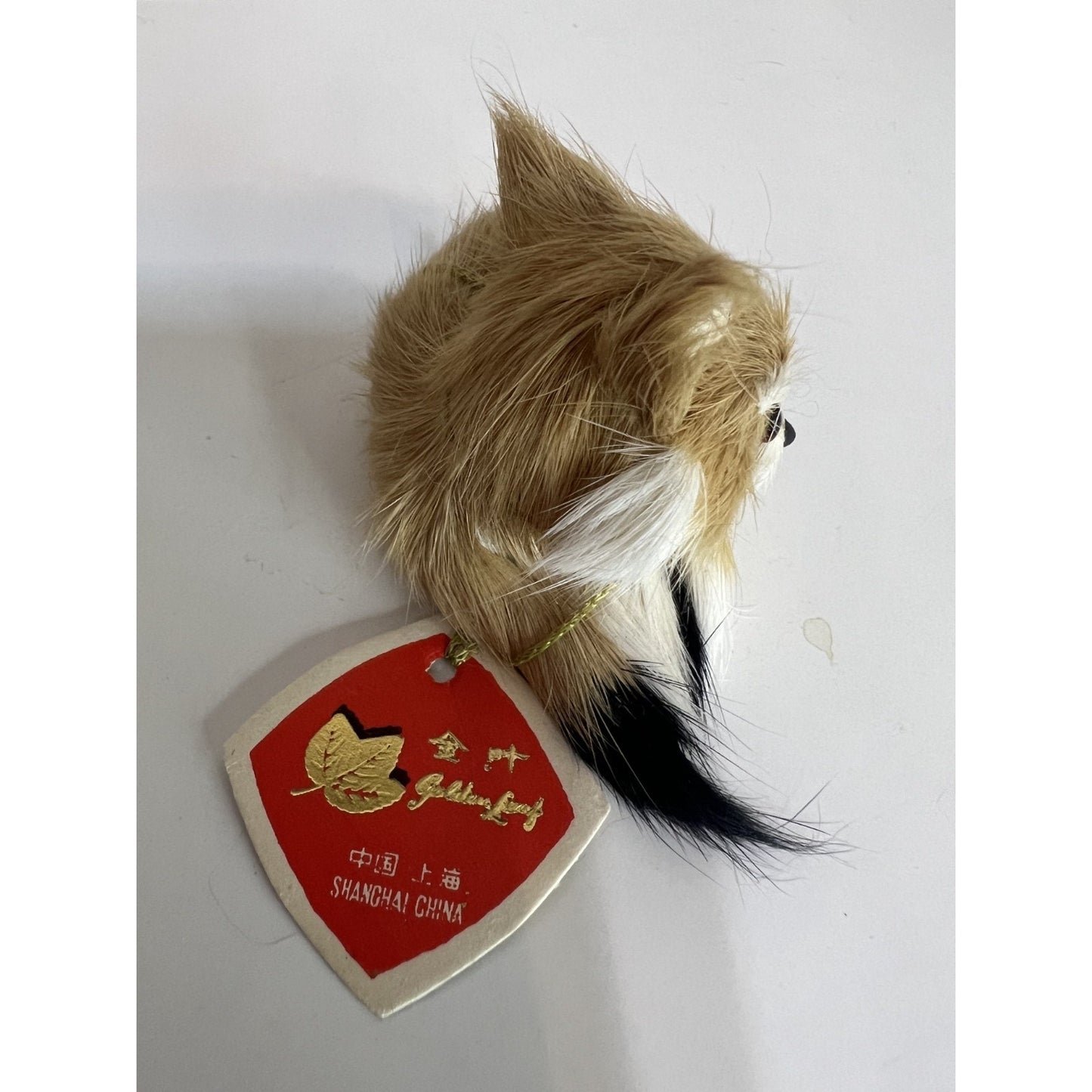 Vintage NWT Golden Leaf Real Rabbit Fur Animal Figure Fox 3"