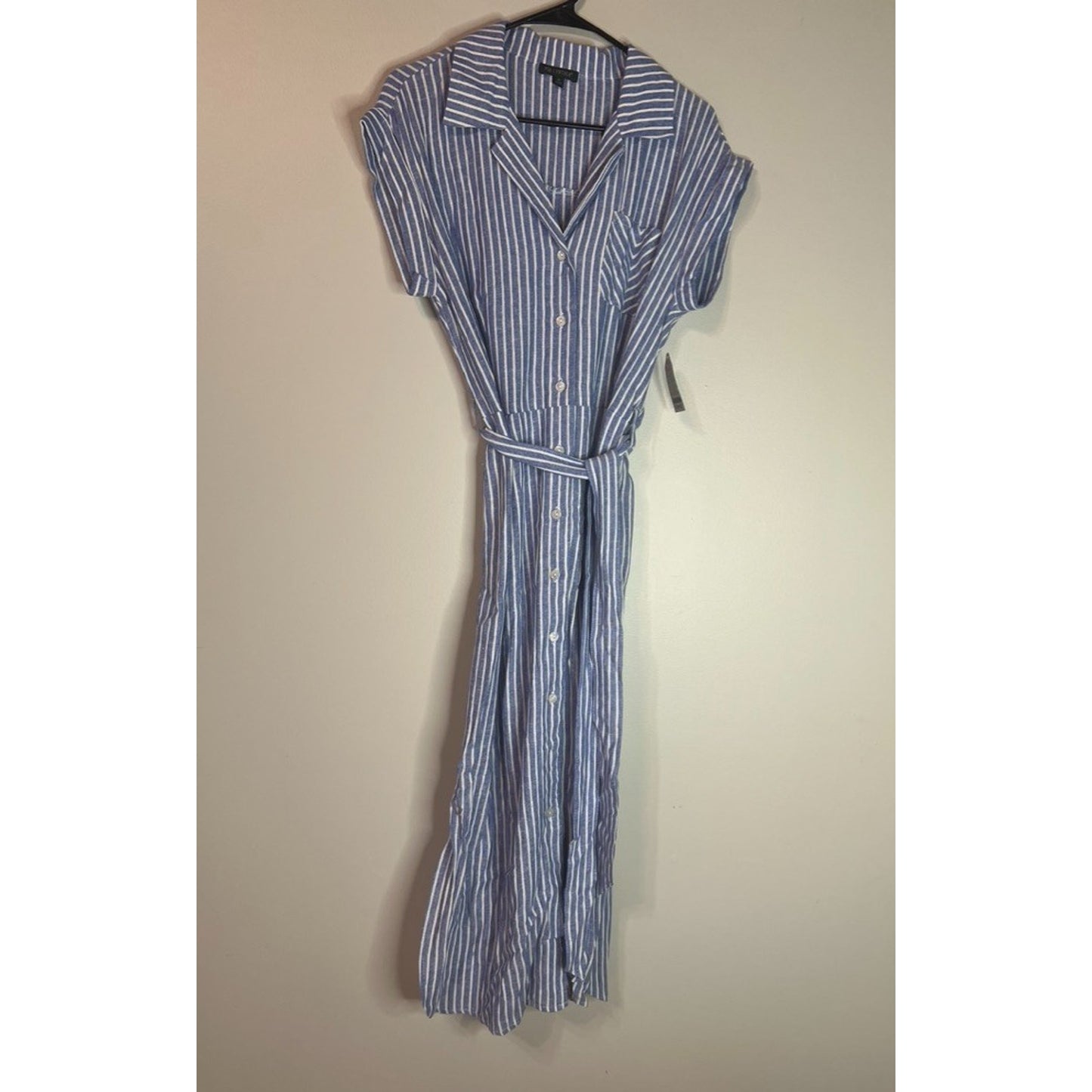 For Cynthia Linen Chambray White Dress M Lagenlook Coastal Luxury Beach Summer