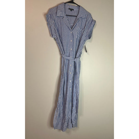 For Cynthia Linen Chambray White Dress M Lagenlook Coastal Luxury Beach Summer