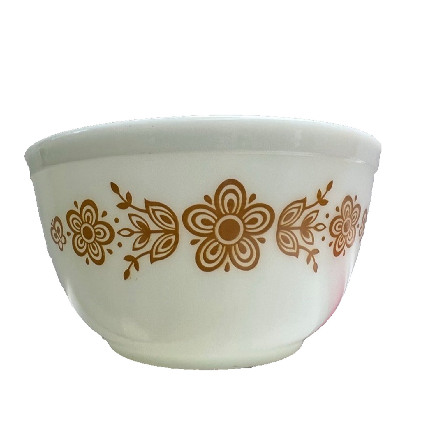 Pyrex Mixing Bowl Gold Butterfly Gold #402 1.5Q MCM Vtg Flower Corning Corelle