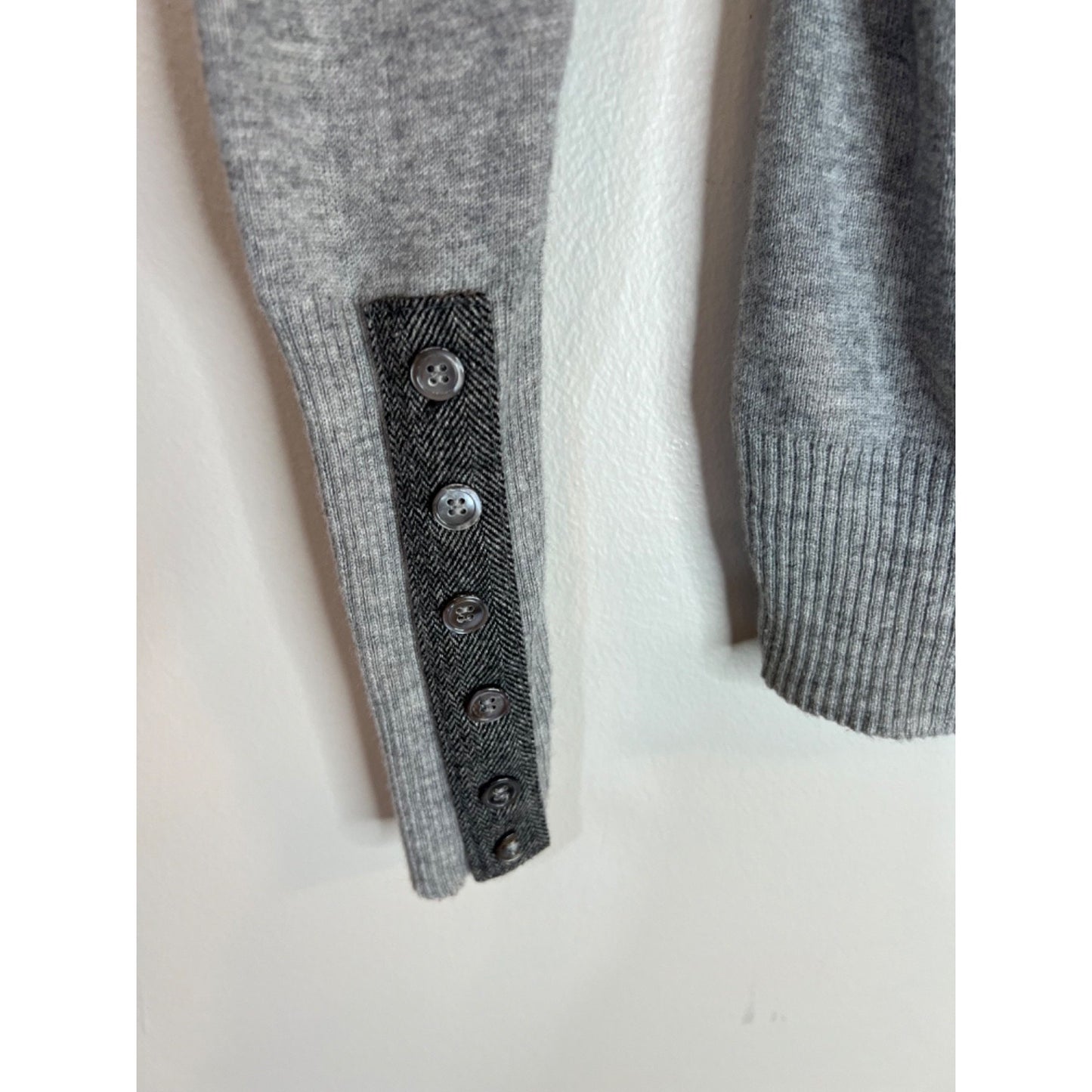Goode Rider Large Posh Polo Sweater Grey Heather w/ button detail