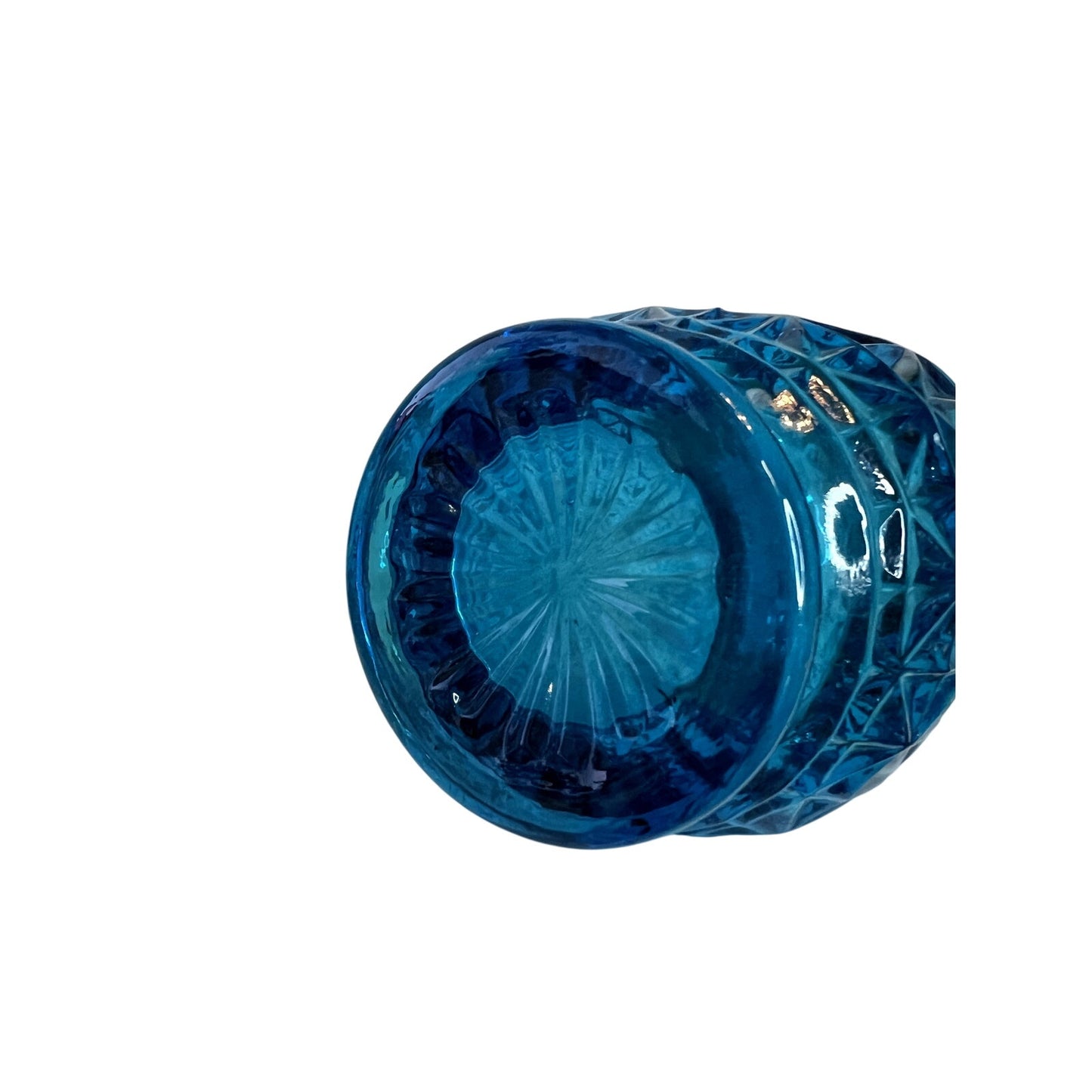 L. E. Smith Swung Vase Peacock Blue 15" Pineapple Thousand Eye