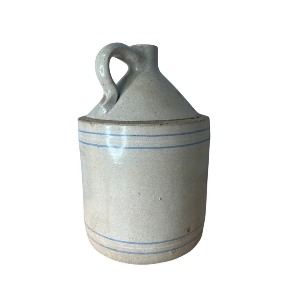 Rare Crown Stoneware 2 Gallon Whiskey Jug with Cobalt Stripes