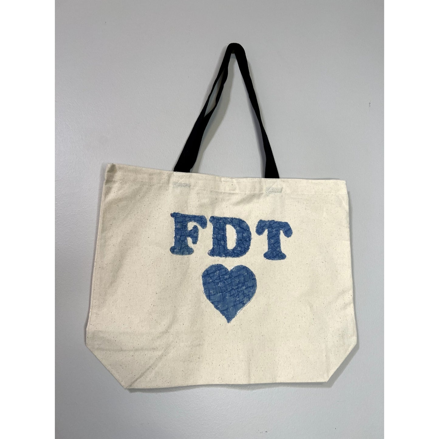 FDT Organic Cotton Vintage Indigo Quilt Applique Tote Bag