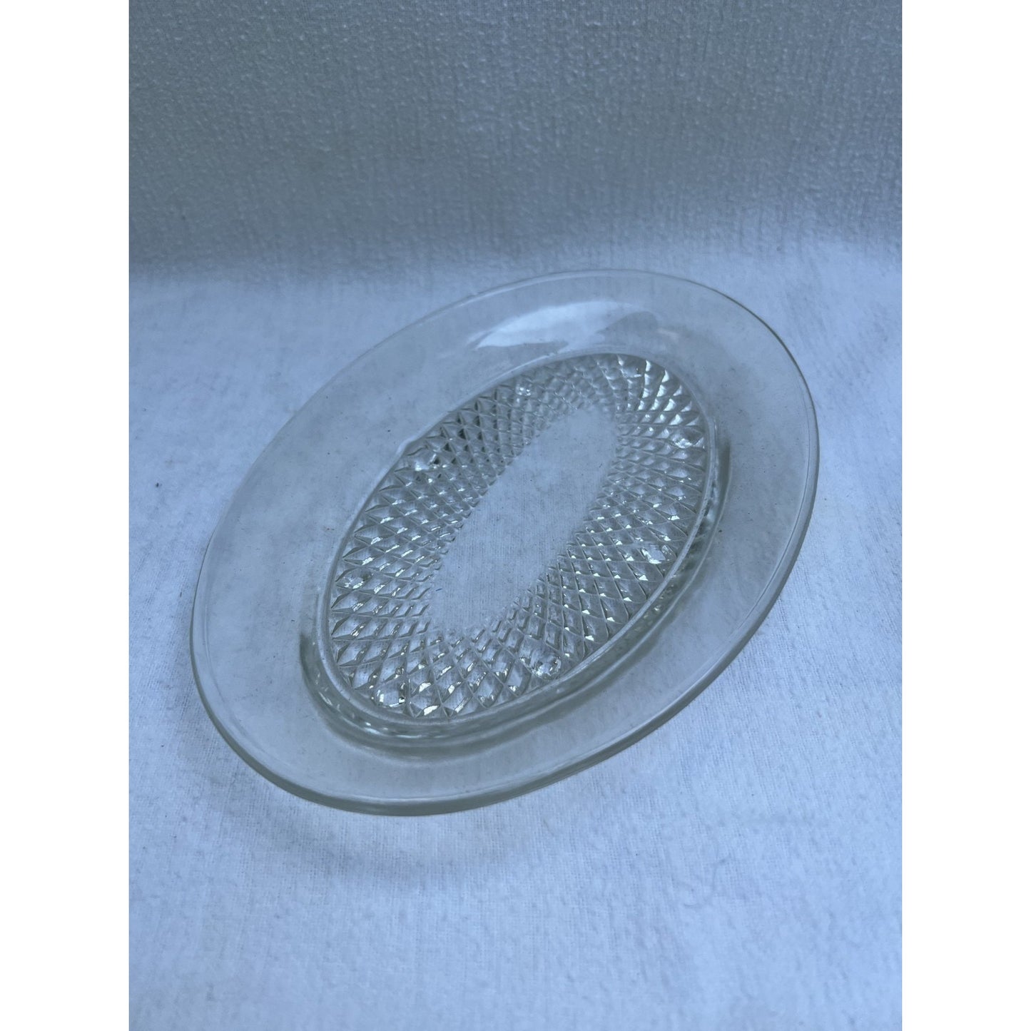 Vintage Indiana Glass Diamond Point 3 pc Sugar & Cream Tray Set w/ Original Box