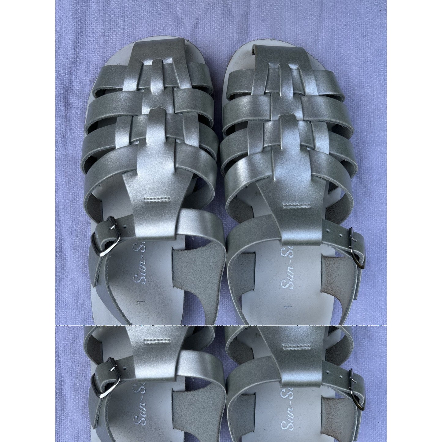 Sun-San Original Salt Water Sandals Girls Size 1 Silver