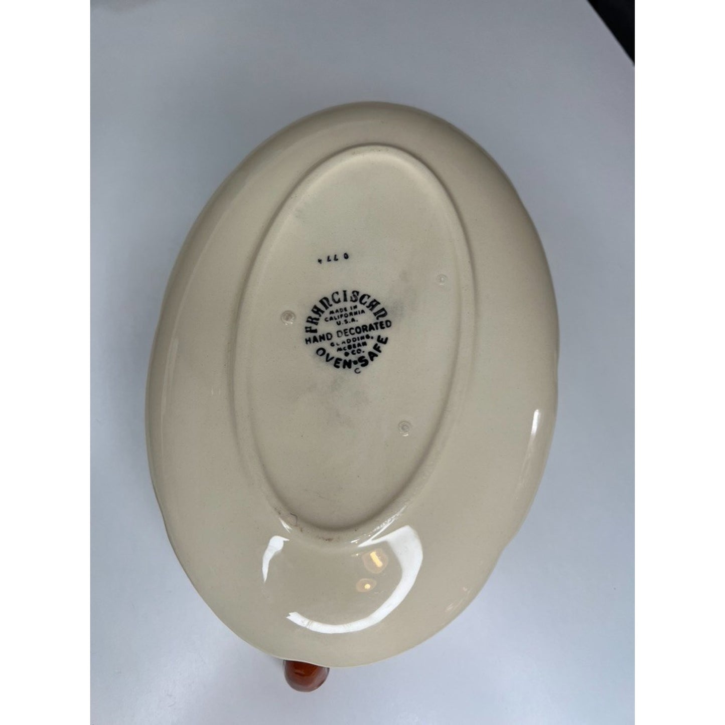 Vintage Franciscan Apple Gravy Boat Ceramic Attached Underplate USA Gladding