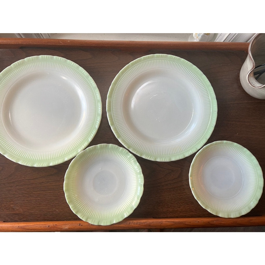 Macbeth Evans Cremax Bordette Vintage Mint Green Place settings RARE