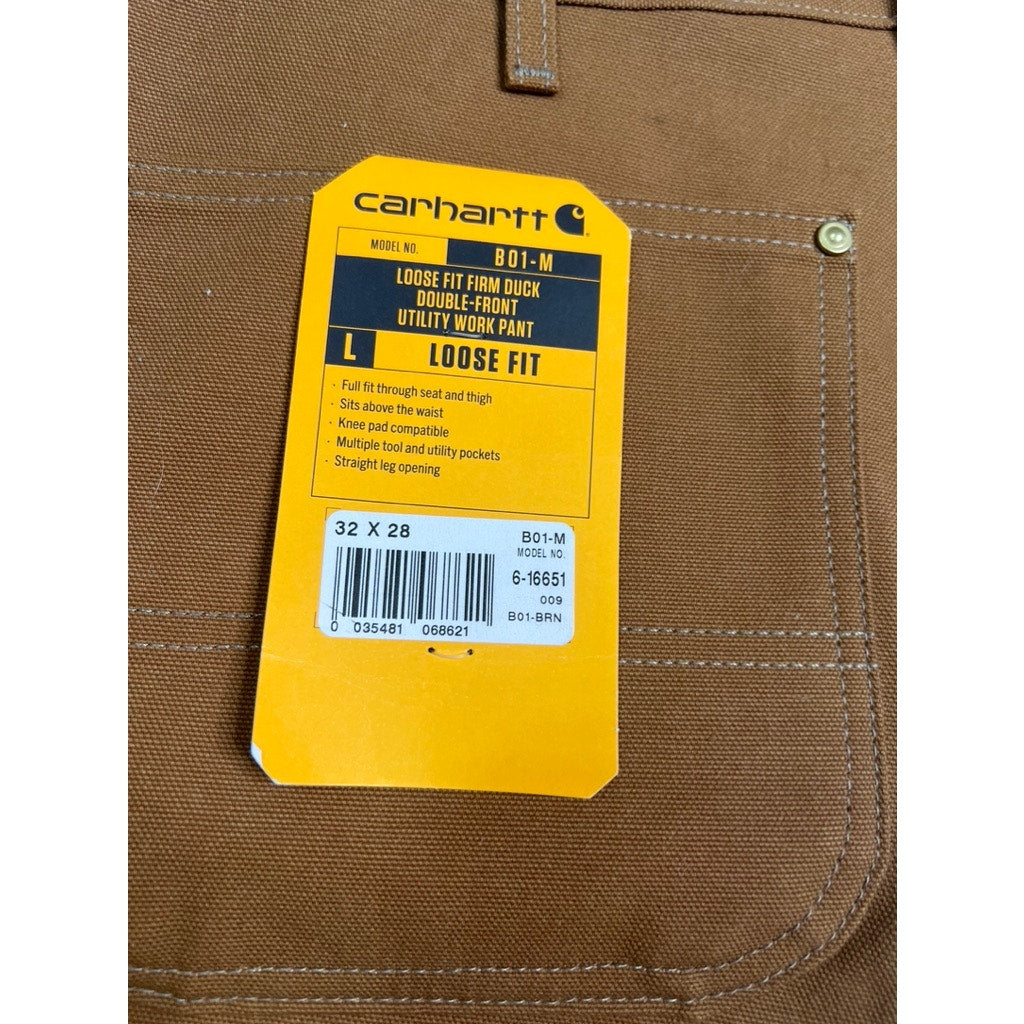 NEW Carhartt B01 Pants Mens 32x28 Double Knee Duck Canvas Loose Fit Union USA