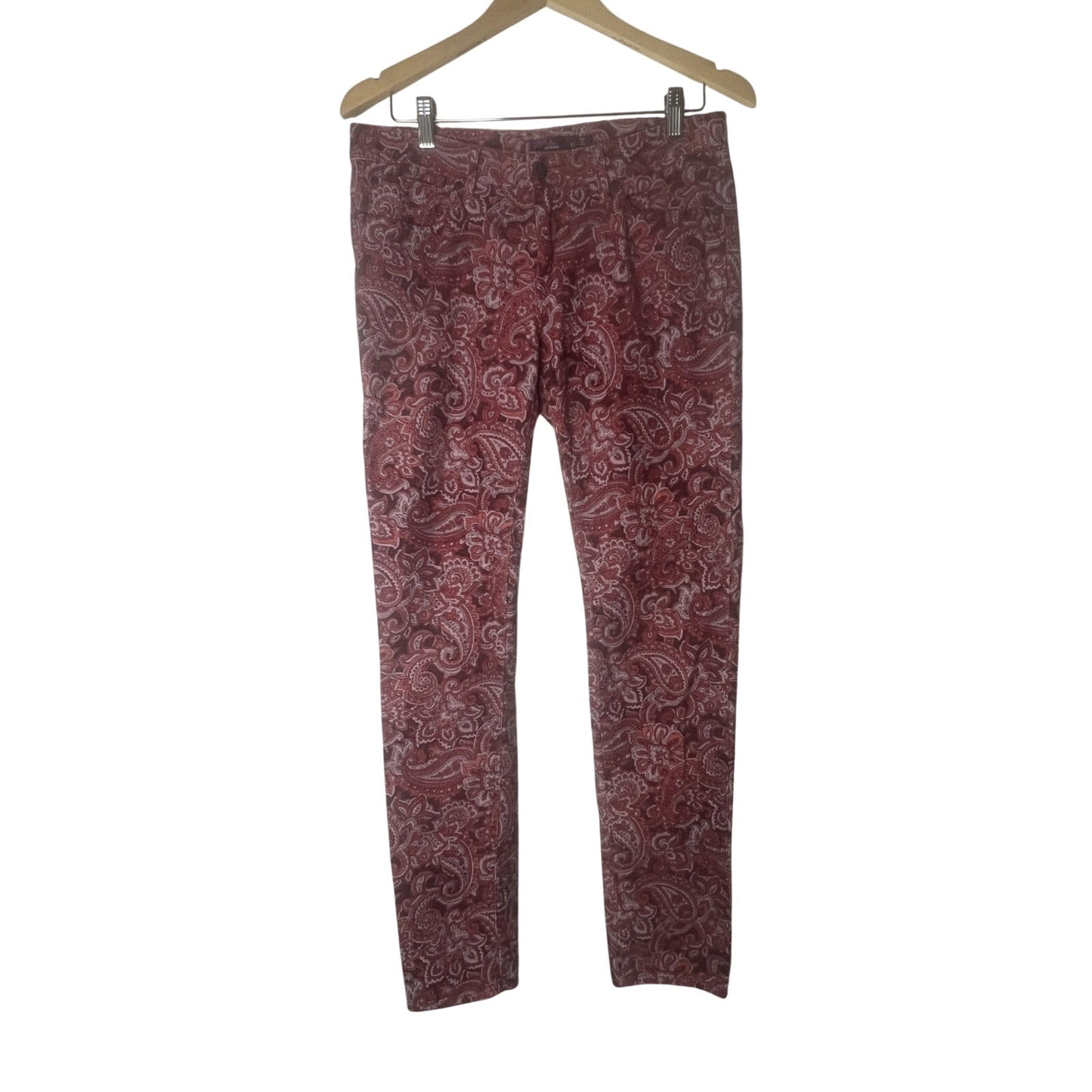 PrAna Size 10 Trinity Corduroy Low Rise Pant Women's Rhubarb Pink Paisley