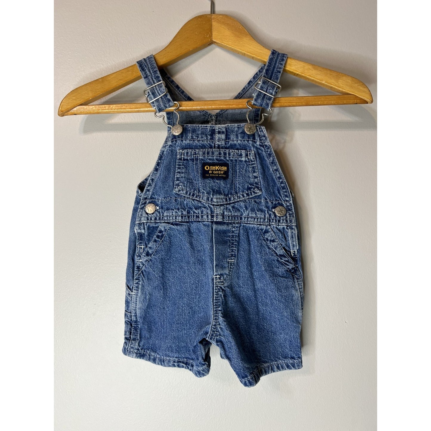 VTG Osh Kosh B'Gosh Baby Overalls Shortalls Vestback 6-9 months Denim 90's Y2K