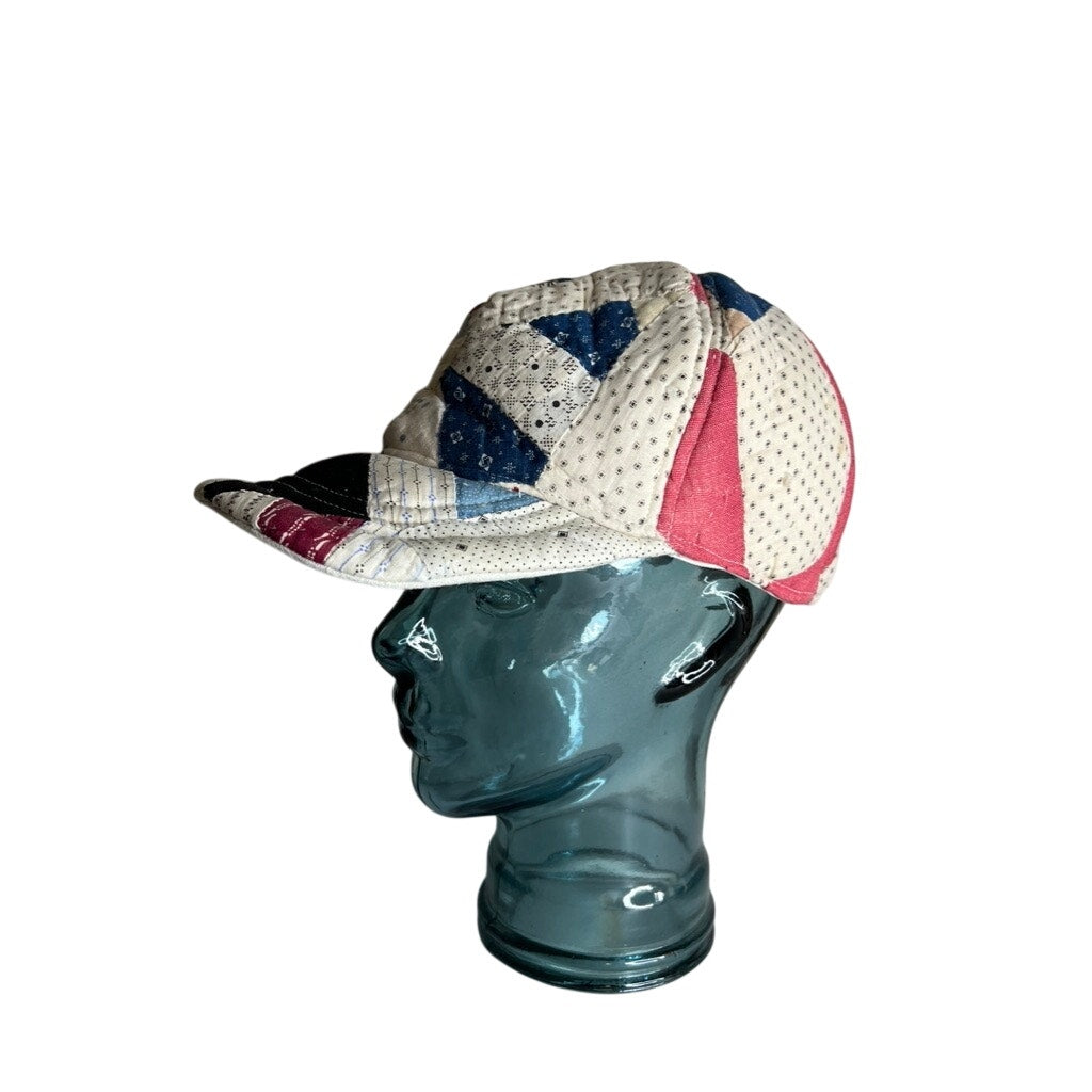 Vintage Reversible 1910 Indigo Quilt & Irish Linen Baseball Hat 2