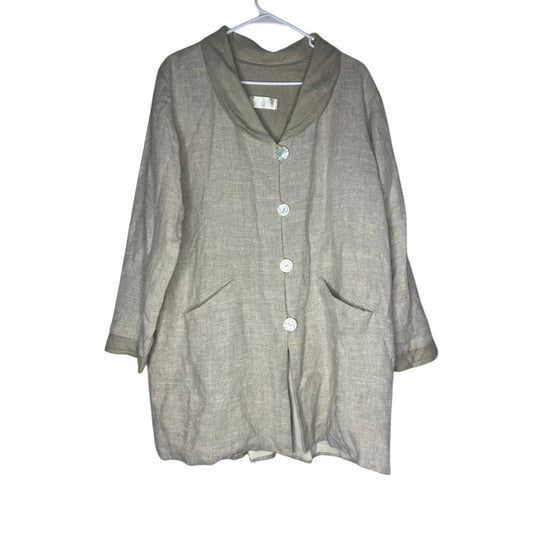 Flax Linen Langenlook Swing Coat w/ Vintage Pearl Buttons Oversized