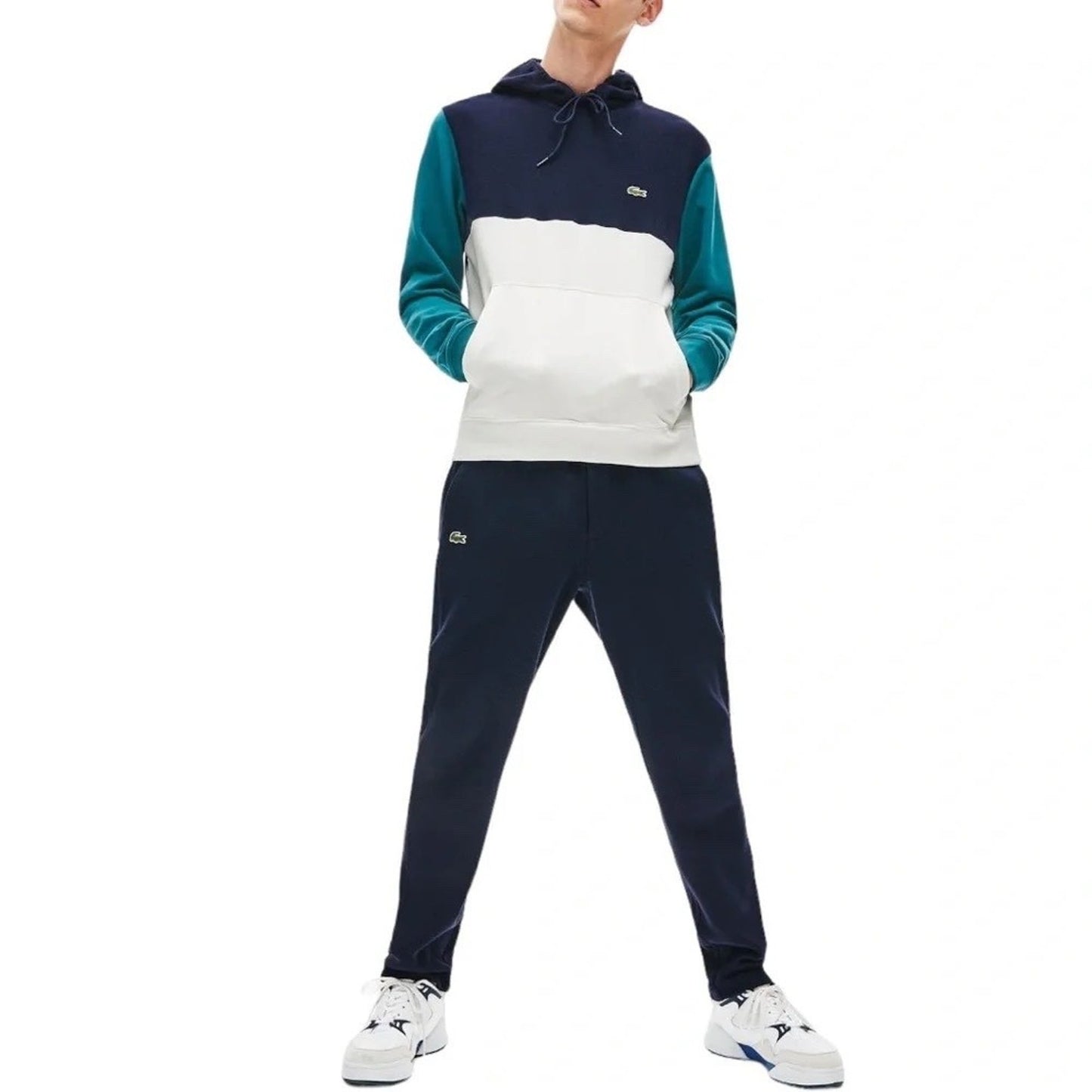 Lacoste Hoodie Sweatshirt Mens XXL Color Block 100% Cotton Classic Fit QUALITY