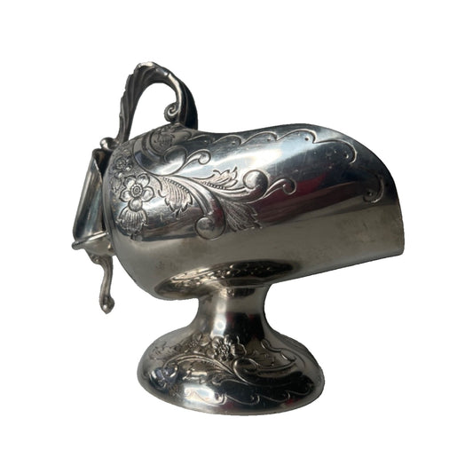 Vintage Victorian Style Silver Plate Sugar Salt Scuttle with Scoop For Serving