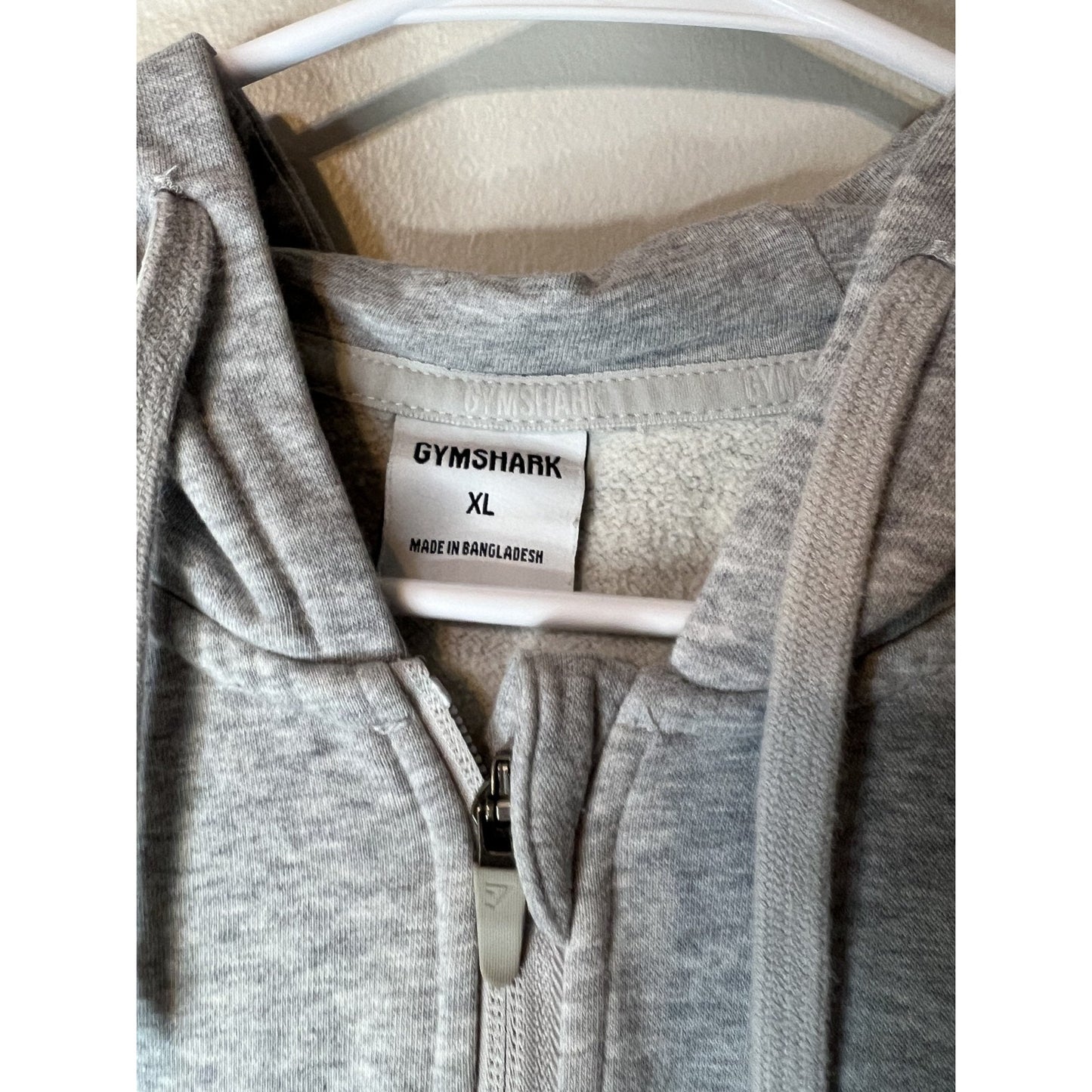 Gymshark Hoodie Mens XL Gray Cotton Full Zip Up Athletic Gym Workout Sweatshirt